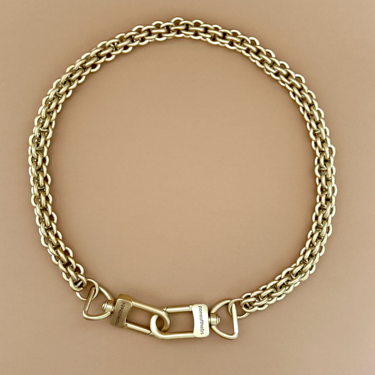 Veil matte gold leather shoulder strap with subtle metallic finish