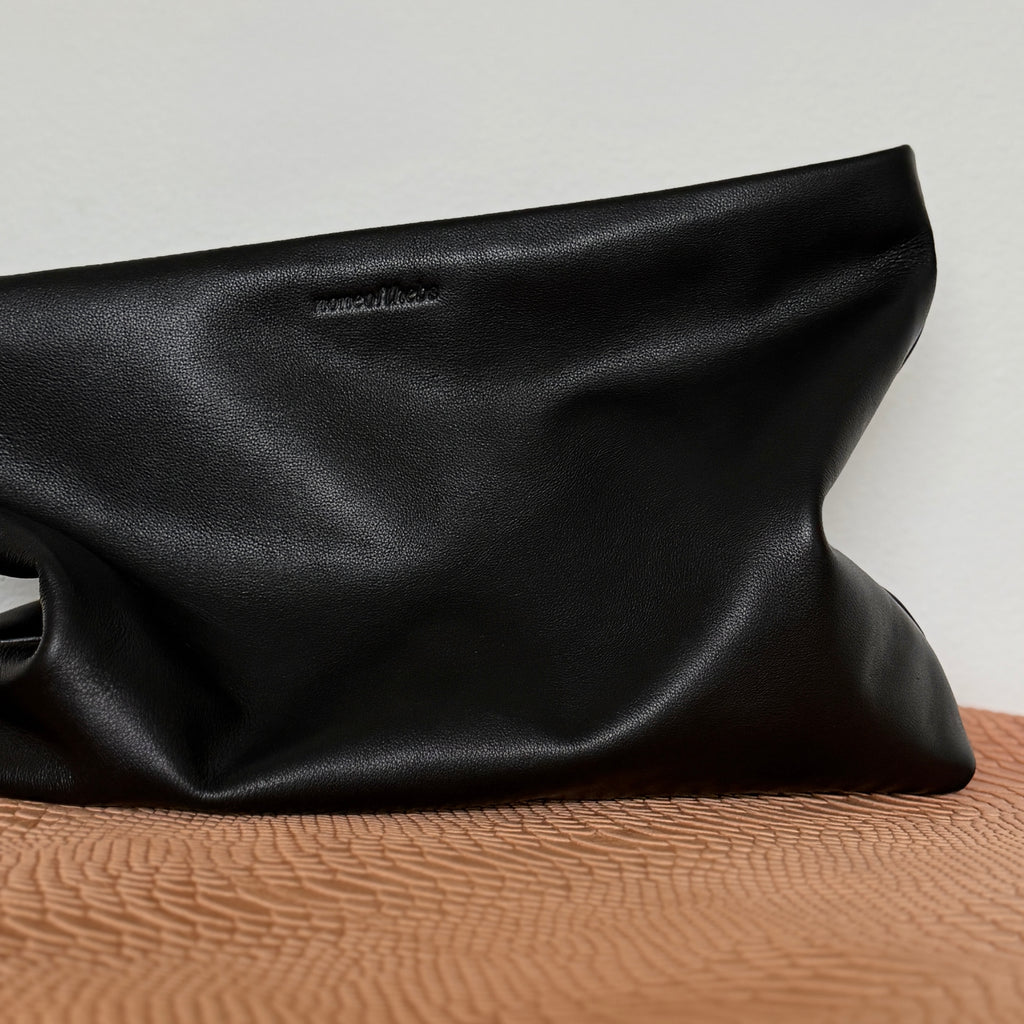 black leather full grain clutch