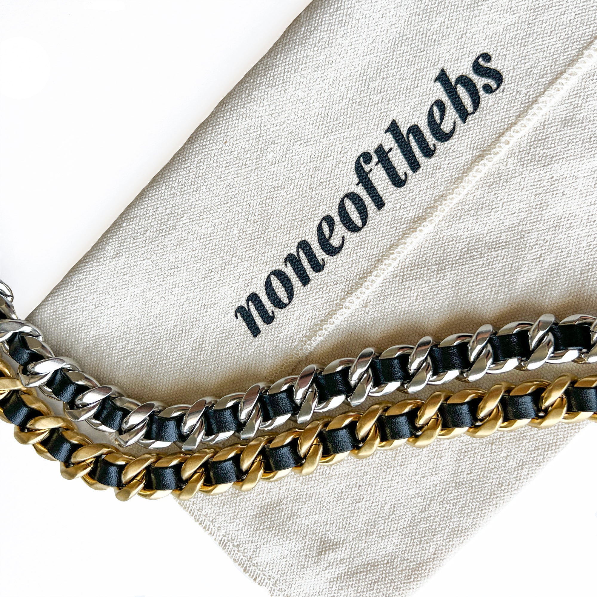 Tress two tone woven leather crossbody bag strap 